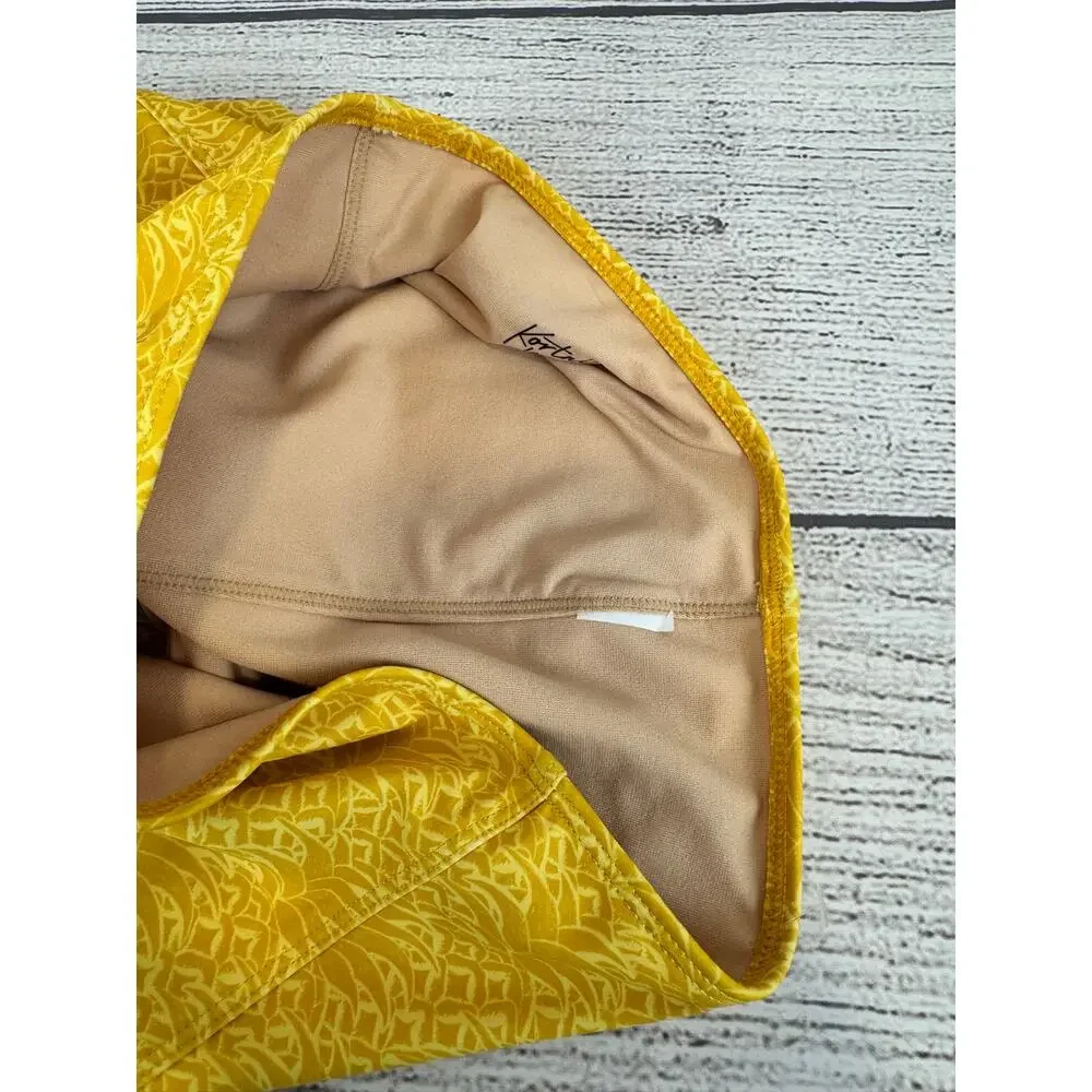 Kortni Jeane Women's Yellow Tropical Ruffle Hem Swim Bottoms Size Small